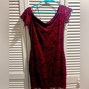 Off the shoulder burgandy dress